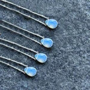 Opalite Mermaid Tear Pendant Healing Women Dainty Delicate Minimalist Necklace